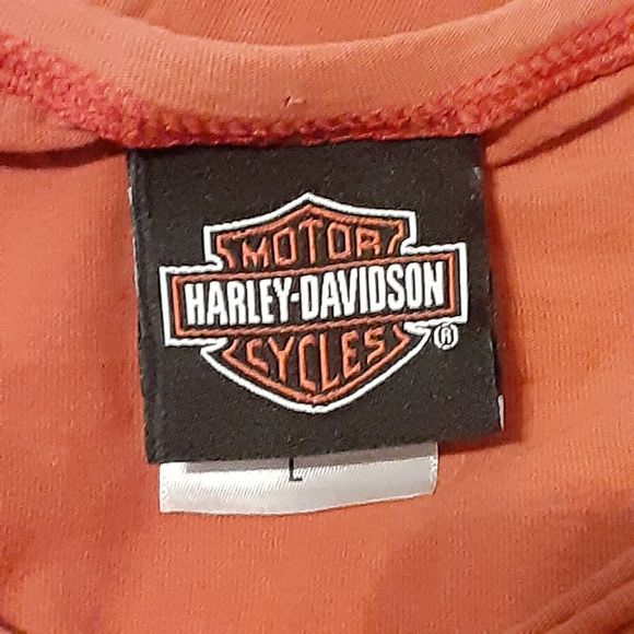 Genuine Harley Davidson Motorcycles Shirt Womens Large Burnt Orange V-Neck 1767 - Picture 6 of 8